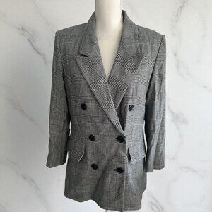 FRAME Relaxed Everyday Gray Glenplaid Double Breasted Blazer Jacket Size Small